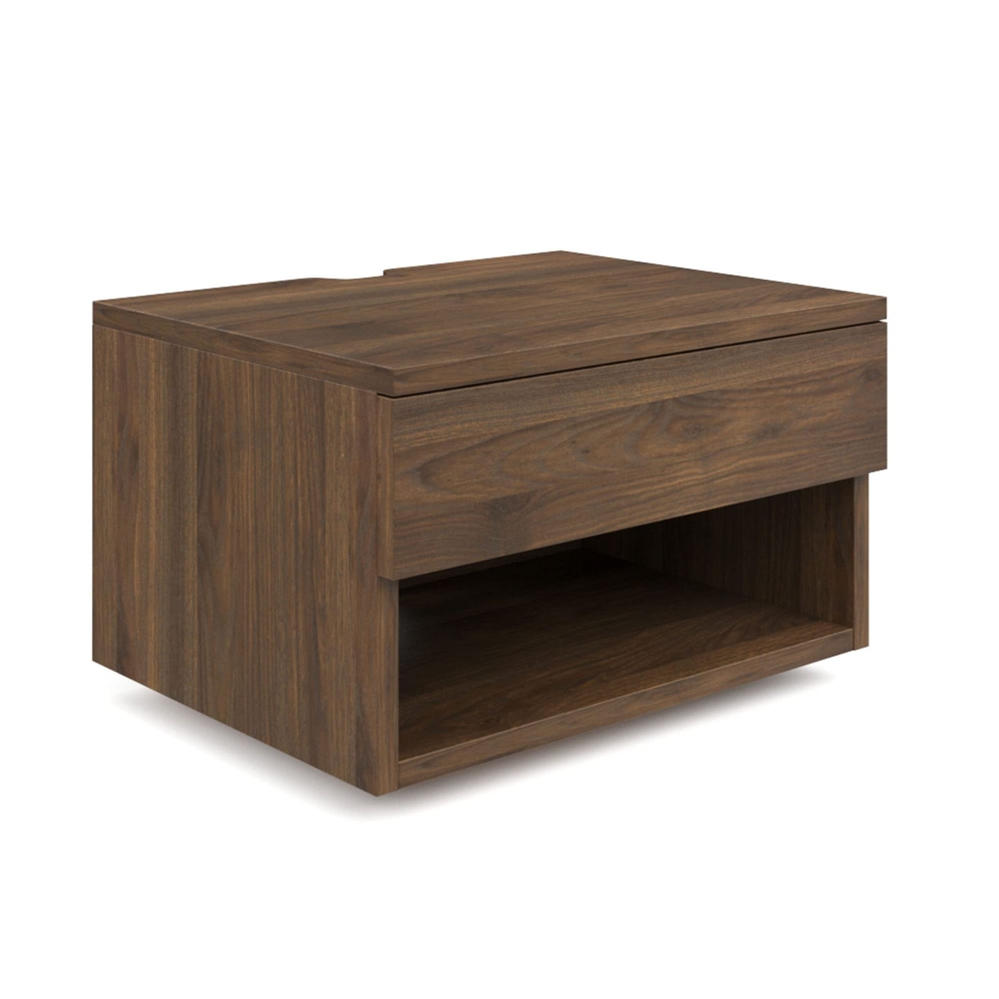 Nathan James Jackson Wall Mounted Floating Bedroom Nightstand with Storage Drawer and Modern Open Shelf Cubby Set of 2, Dark Brown Walnut
