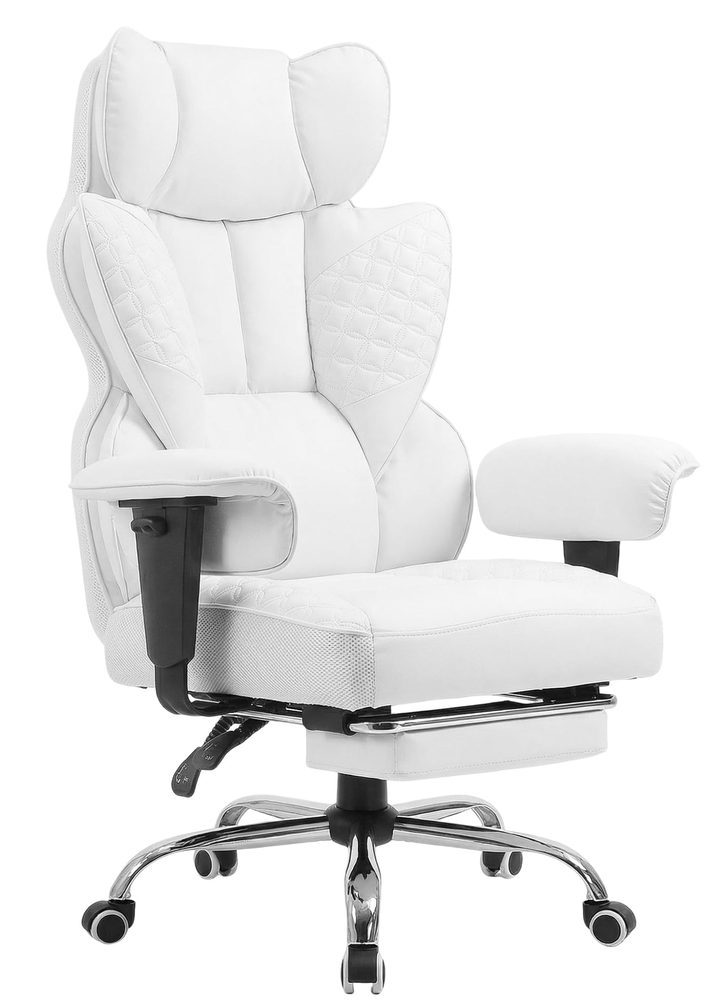 COMHOMA Desk Office Chair Big and Tall Office Chairs Ergonomic Gaming Chairs with Wide Seat Leather High Back Chair with Foot Rest Adjustable Armrests Pocket Spring Lumbar Support