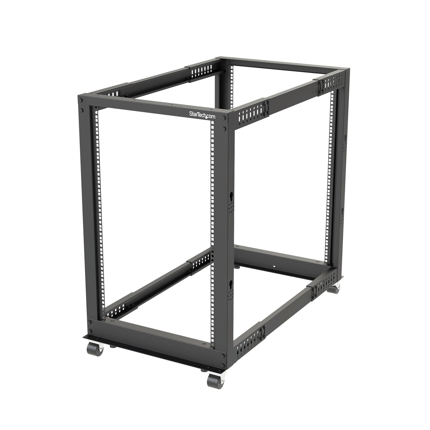 StarTech 18U 4-Post Server Rack, 19in Open Frame Rack with 40in (101cm) Mounting Depth and 1200lb (544kg) Weight Capacity, Mobile or Floor Mount IT Rack