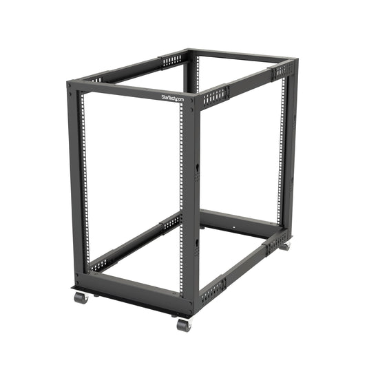 StarTech 18U 4-Post Server Rack, 19in Open Frame Rack with 40in (101cm) Mounting Depth and 1200lb (544kg) Weight Capacity, Mobile or Floor Mount IT Rack