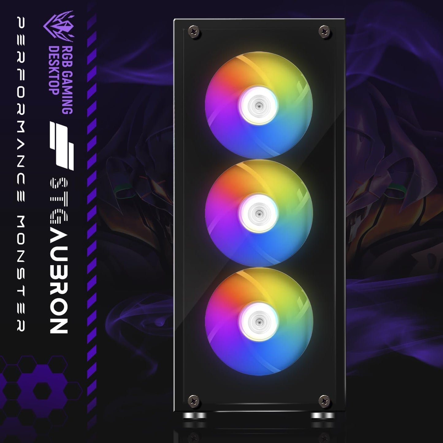 STGAubron Gaming PC Desktop Computer, AMD Ryzen 5 2600 up to 3.9G, GeForce RTX 2060 6G, 16G DDR4, 512G SSD, 600M WiFi, BT 5.0, RGB Fan x4, Windows 11 Home