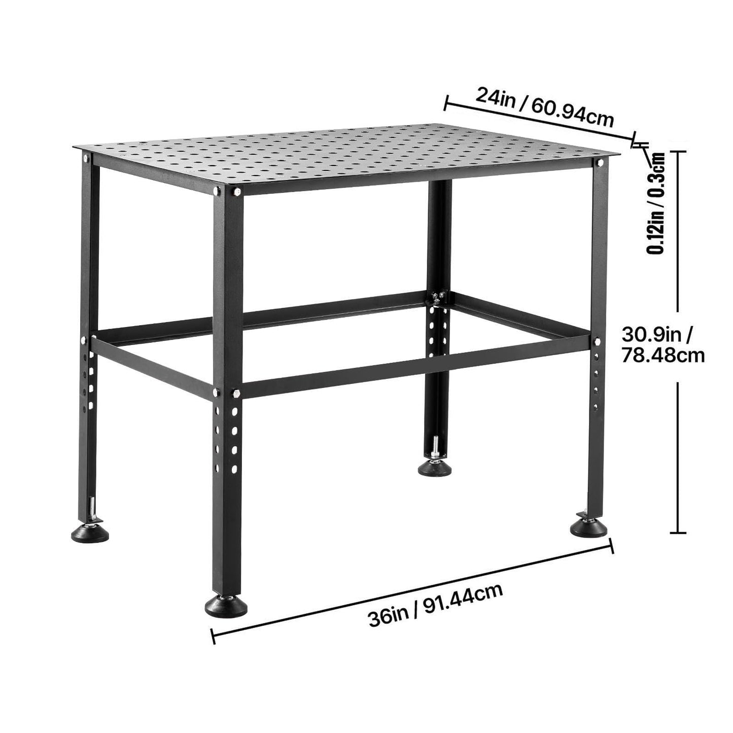 Happybuy Welding Table 36" x 24", 800LBS Capacity Workbench for Welding, Heavy-Duty with 0.63" Fixture Holes and Non-Slip Foot Pads, Ideal for Welding Assembly and Repair Works