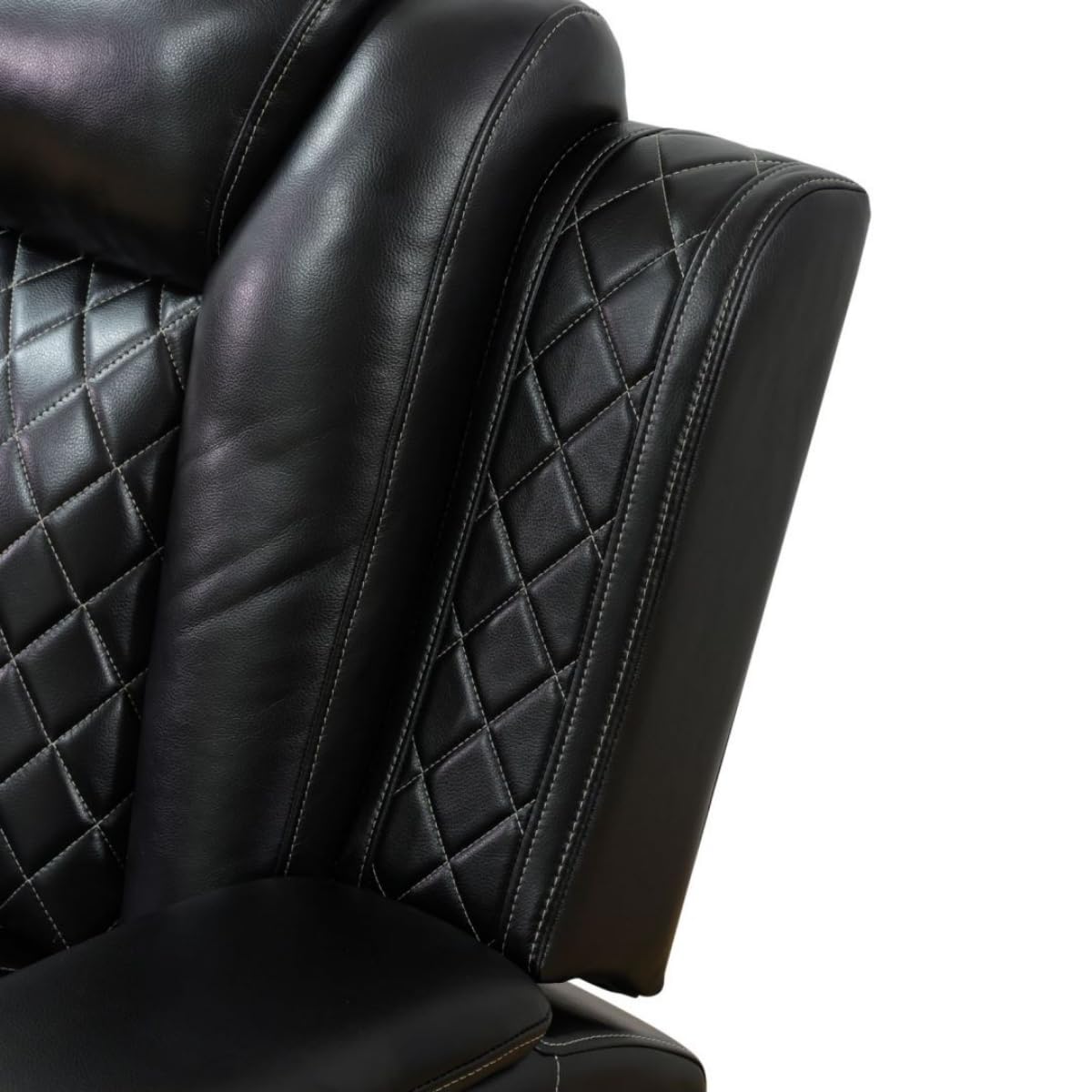 UOCFYK Electric Power Recliner Chair Living Room Furniture, Comfy Wide Lazy Home Theater Breathing Leather Seating with USB 2.0 Charging Ports, LED Light Strips (Black)