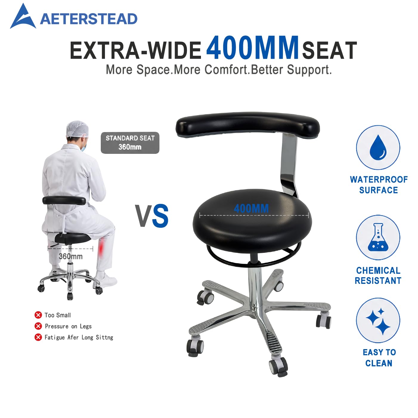 AETERSTEAD Heavy Duty Dental Assistant Stool Chair
