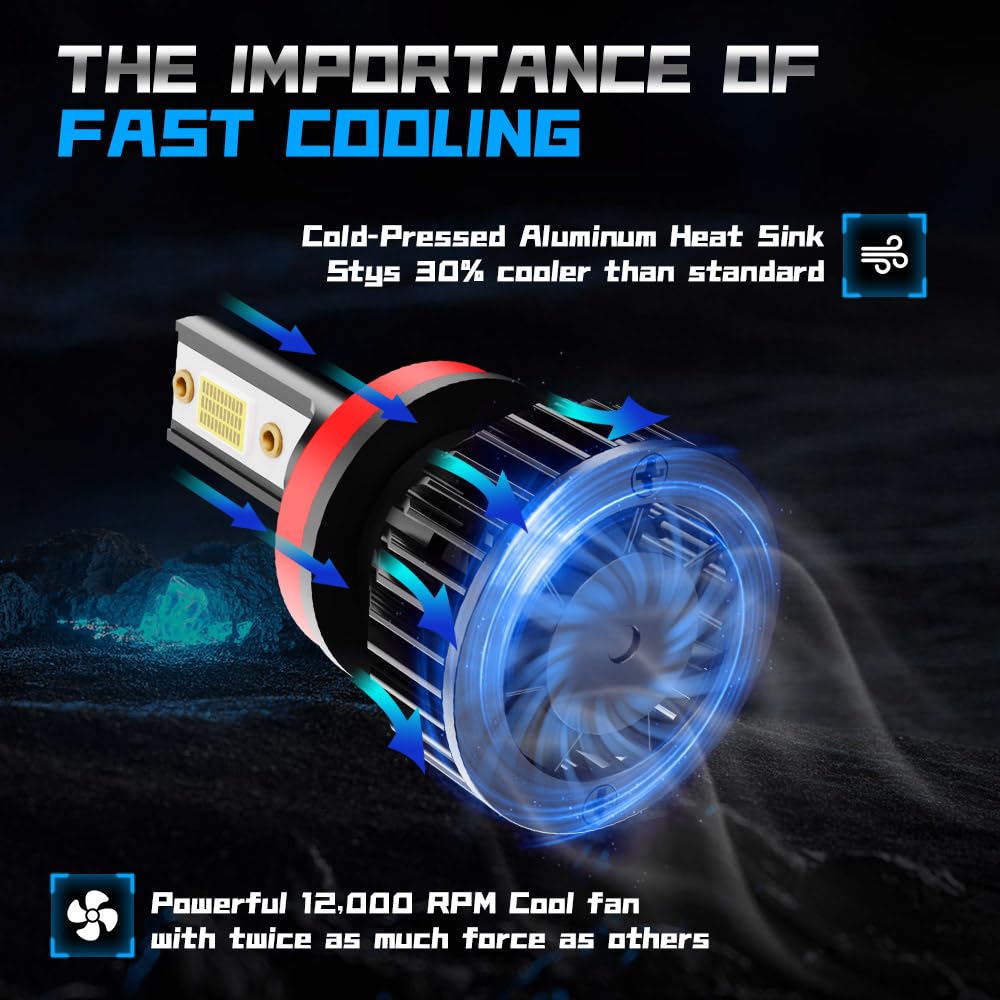 pfsynb LED Headlight Bulbs H9+H11 for Nissan Altima 2007-2018, 6000K White, IP68, 6-Pack