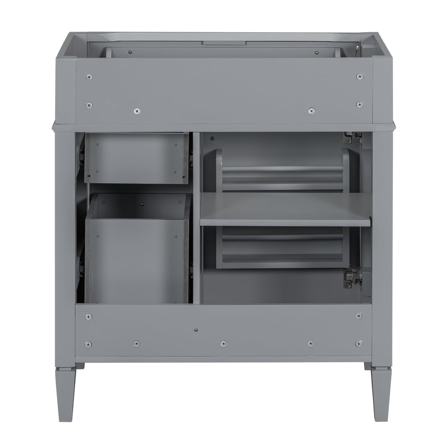 Favfurish 30" Bathroom Vanity Without Top Sink,Modern Freestanding Bath Storage Cabinet with 2 Soft-Close Drawers and Tip-Out Tray & Cabinet Door Organizer,Adjustable Shelf,Easy Assembly,Grey