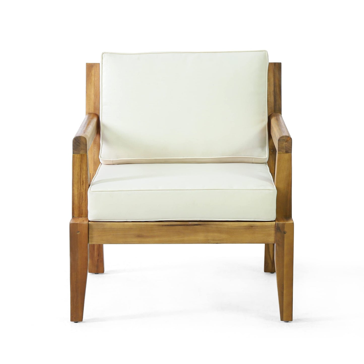 Merax Outdoor Patio Club Chairs,Set of 2,Acacia Wood Frame Conversation Set with Cushion for Porch Backyard,Classic Style