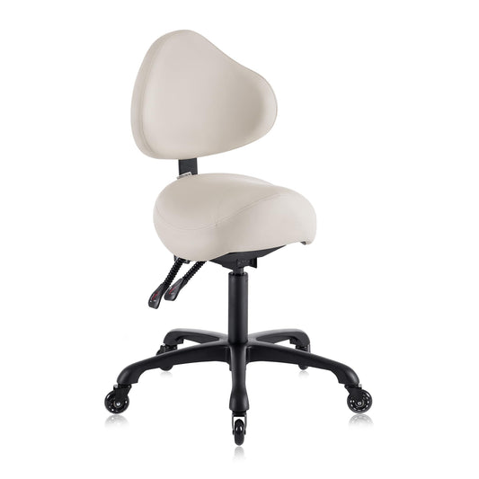 DR.LOMILOMI Pneumatic Swivel Rolling Saddle Chair with Wheels and Ergonomic Back Support for Hair Stylist, Dental Hygienist, Hygienic Clinic, Spa, Massage, Home, Office - 510 KOA