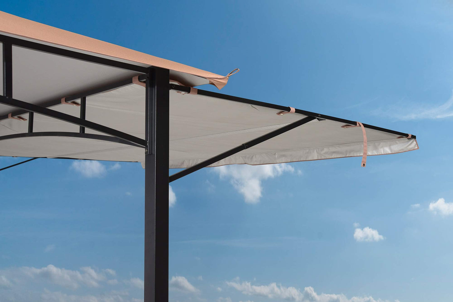 ShelterLogic 11' x 11' Canopy Series Redwood Easy Assembly Seasonal Shade UV Protection with Extendable Awning Outdoor Gazebo