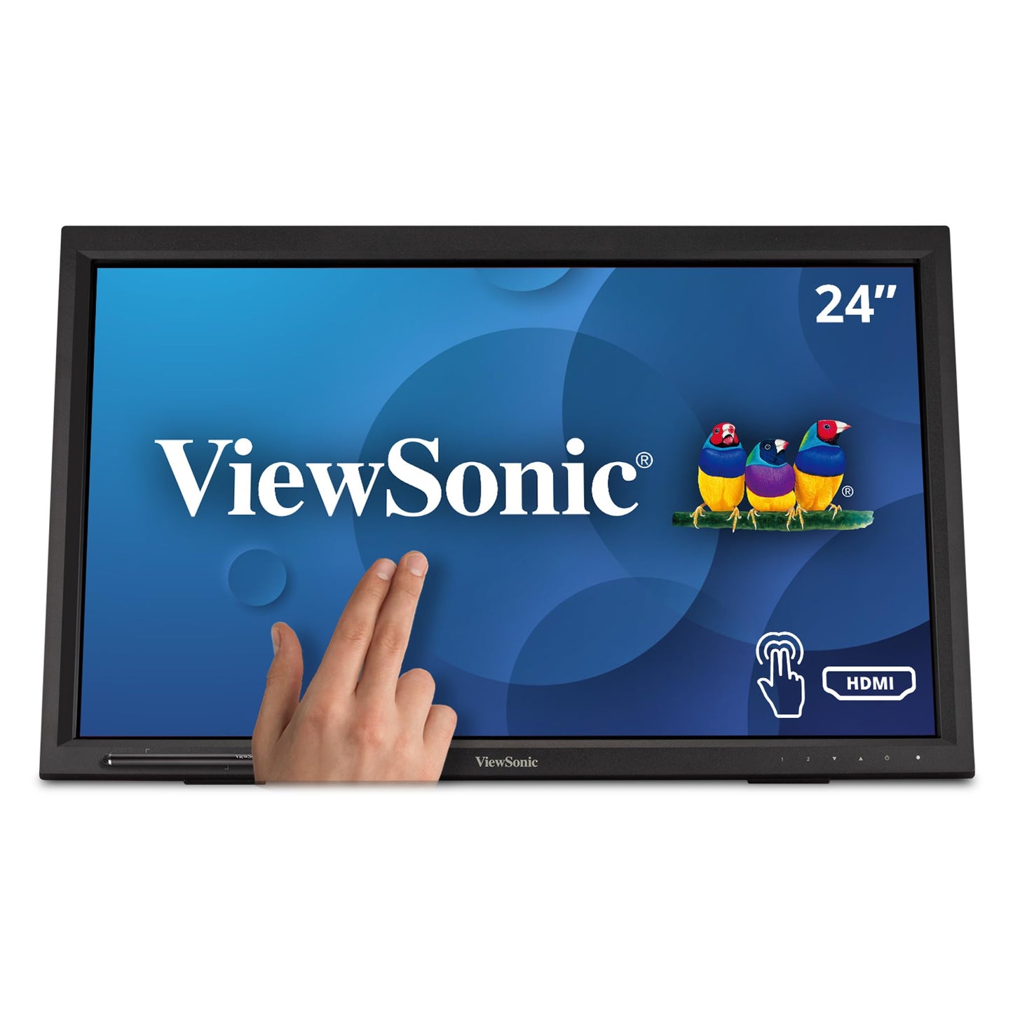 ViewSonic TD2423D 24 Inch 1080p Touch Screen Monitor, 10-Point Multi IR Touch for Retail POS and Kiosk, 7H Scratch-Resistant Glass, Eye Care, 100x100mm VESA Compatible, HDMI, VGA, DisplayPort, USB Hub