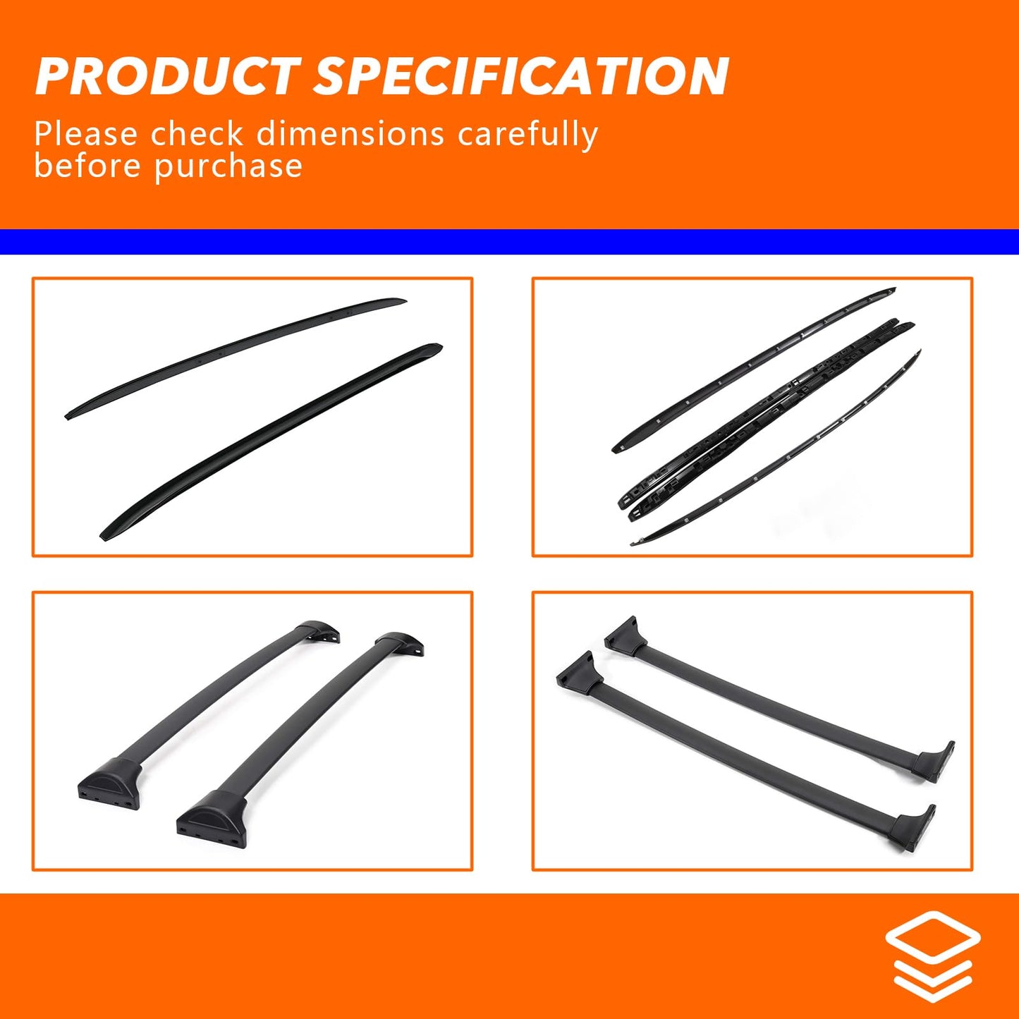 Roof Rack Side Rails + Cross Bars for 2016-2022 Honda Pilot Roof Rack Cross Bars Rooftop Luggage Carrier for Rooftop Cargo, Kayak, Canoe, Bike, Snowboard
