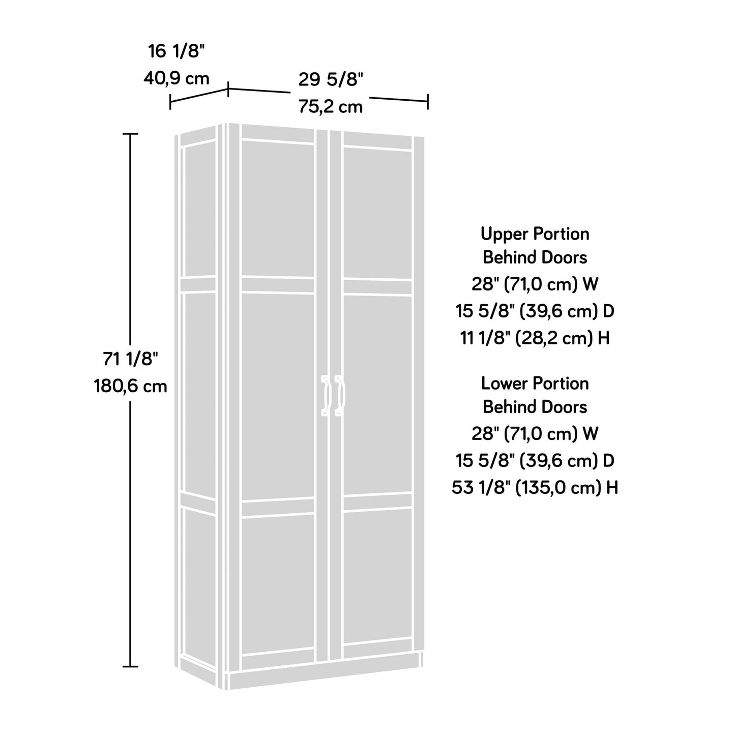 Sauder Tall Storage Cabinet, Black, 4 Adjustable Shelves, Multi-Room Use
