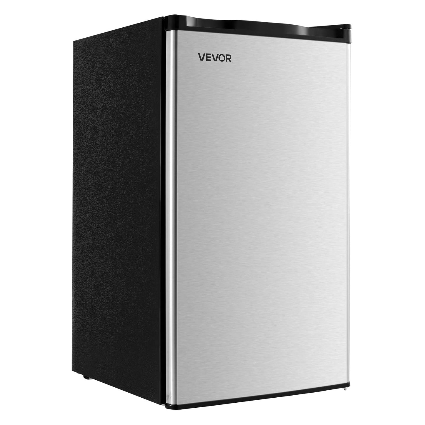 VEVOR 3.2 Cu.Ft Mini Fridge with Freezer, Single Door Compact Refrigerator with Micron Freezer Zone, 7-Mode Adjustable Temp, Energy Efficient Dorm Fridge, Reversible Door, Low Noise, Brushed Steel