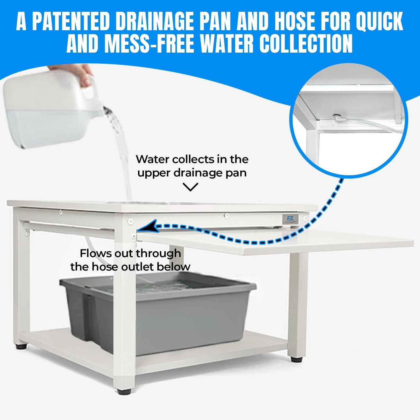 Washer and Dryer Pedestal with Pullout-Shelf - 27" W, 18" H, White Steel Universal Fit with Major Brands | Laundry Pedestal with Drain Pan & Hose | Washer Stand for Back Pain Relief, 800 lbs Capacity