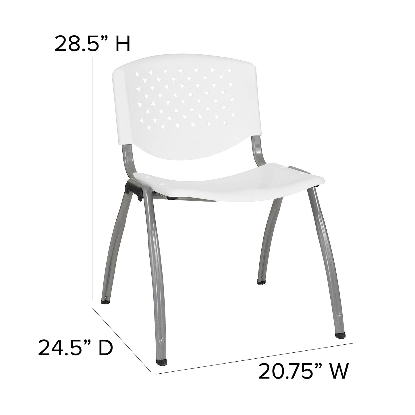 Flash Furniture HERCULES -5 Pack 880 lb. Capacity White Plastic Stack Chair | Comfortable Seating with Durable Design