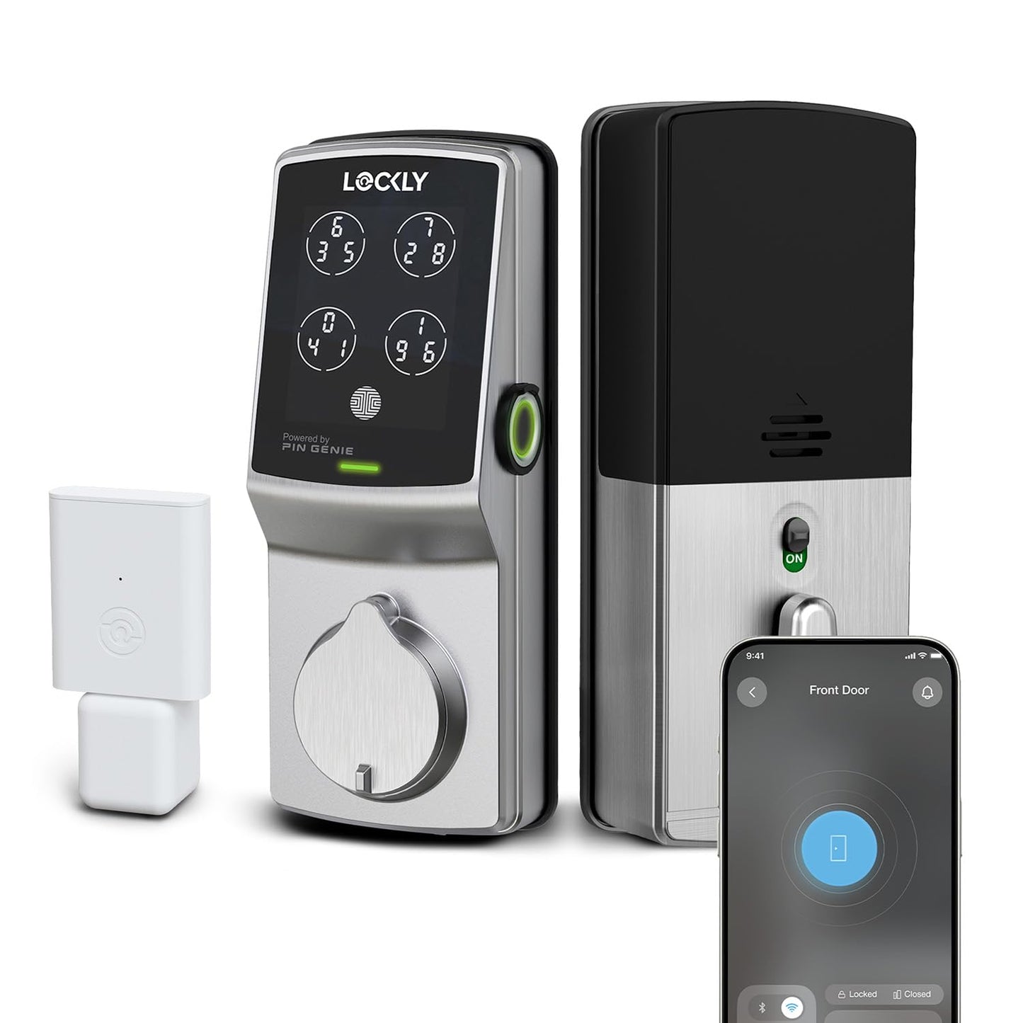 Lockly Secure Pro Smart Deadbolt Lock — Fingerprint Keyless Entry, PIN Genie® Patented Keypad, up to 99 Fingerprints, up to 33 Access Codes, Wi-Fi Hub Included, ANSI Grade 1, Alexa & Google Compatible