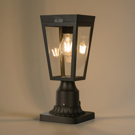 LUTEC Outdoor Solar Lamp Post Light, Dusk to Dawn, Waterproof, 1-Pack, Black
