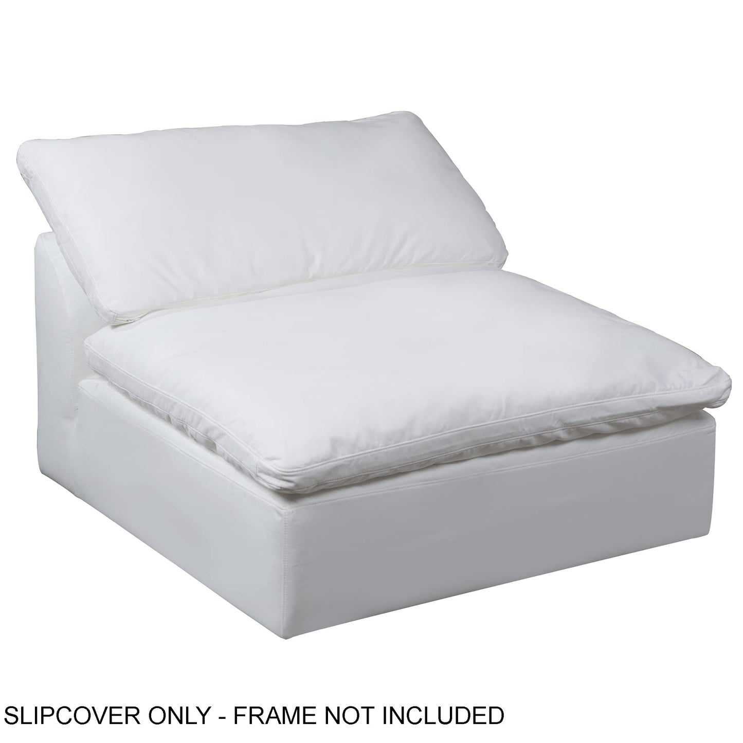 Sunset Trading Contemporary Puff Collection Slipcover Only for 44" Square Modular Couch Armless Chair, Performance Fabric Washable Water-Resistant Stain-Proof, Oversized Sofa Sectional Cover, White