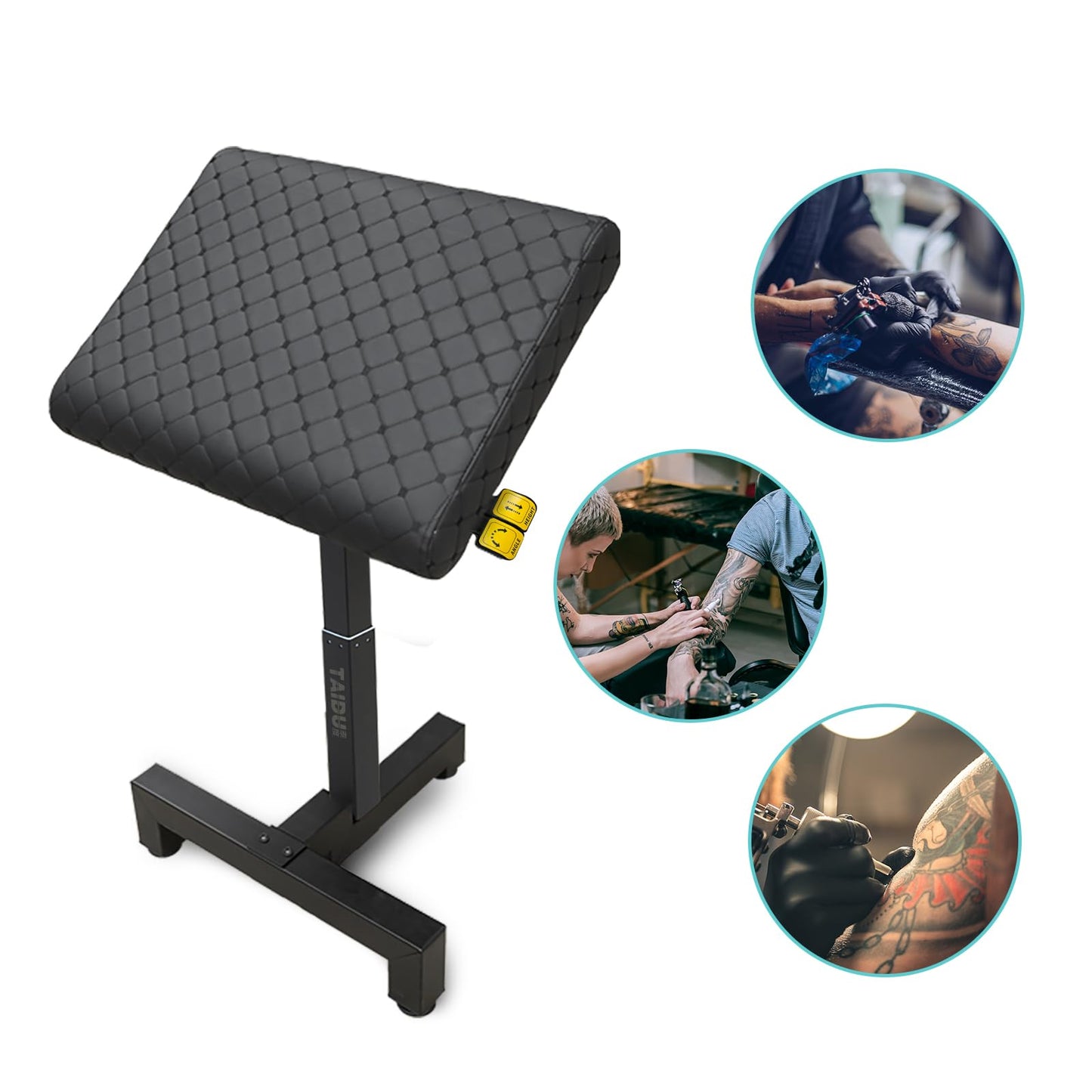 Advanced tattoo arm rest, equipped with hydraulic lifting system; soft sponge pad arm rest; pneumatic lifting tattoo arm rest workbench; artist beauty
