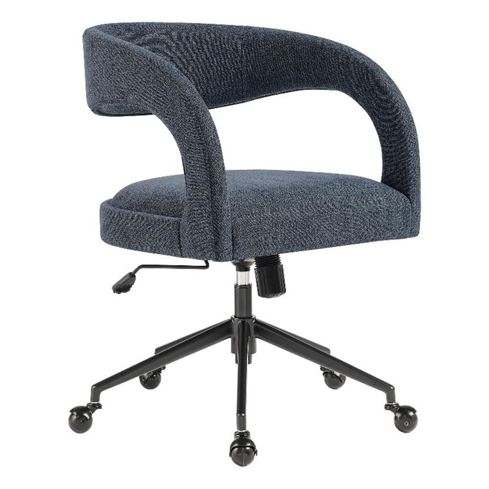Modway Pinnacle Upholstered Office Chair in Slate Blue Slub Weave Fabric – Adjustable Height Barrel Office Armchair with Rolling Wheels – Home Office, Study, or Bedroom Desk Chair