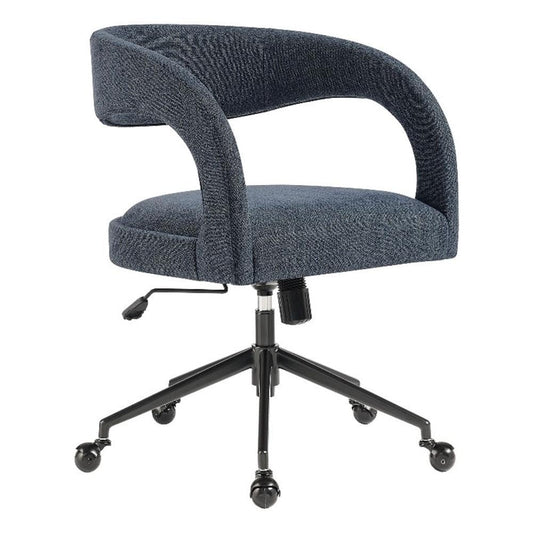 Modway Pinnacle Upholstered Office Chair in Slate Blue Slub Weave Fabric – Adjustable Height Barrel Office Armchair with Rolling Wheels – Home Office, Study, or Bedroom Desk Chair