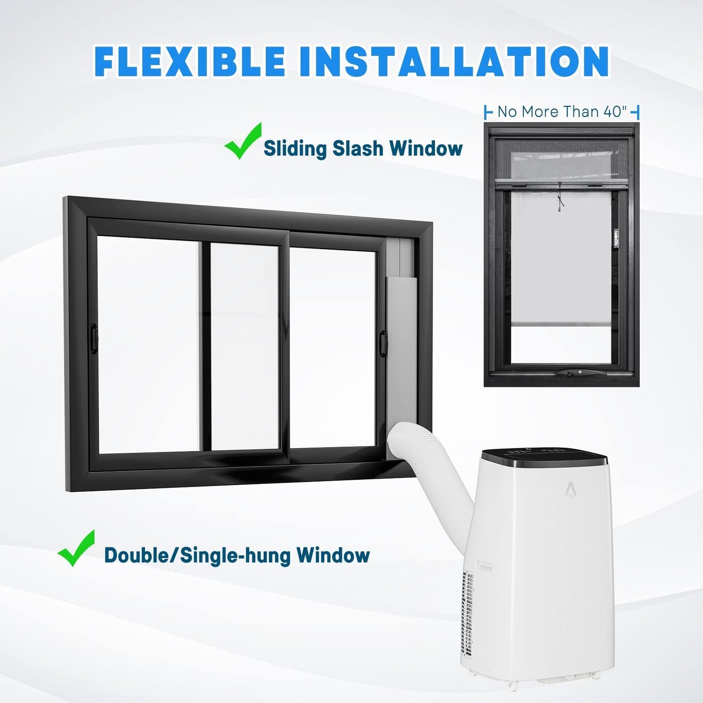 14,000 BTU Portable Air Conditioner (Portable AC Unit), 4-in-1 Cooling Heating Dehumidifier & Fan, with Remote Control, 24H Timer, 3 Fan Speeds, Auto Swing & Window Kit for Spaces Up to 750 Sq. Ft