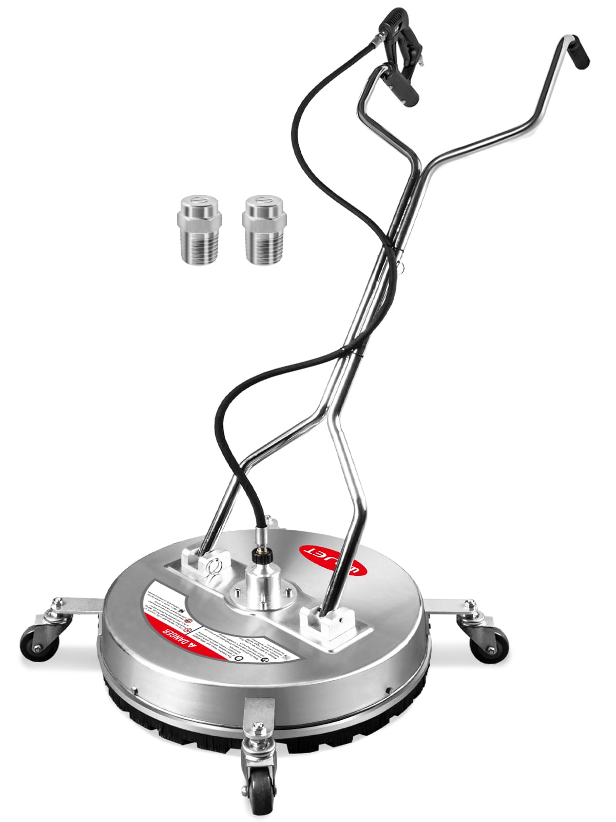 WOJET 20" Pressure Washer Surface Cleaner with 4 Wheels&Dual Handles, 4500PSI Stainless Steel Surface Cleaner Attachment for Pressure Washer for Concrete Driveway Sidewalk Deck Patio, Commercial Grade