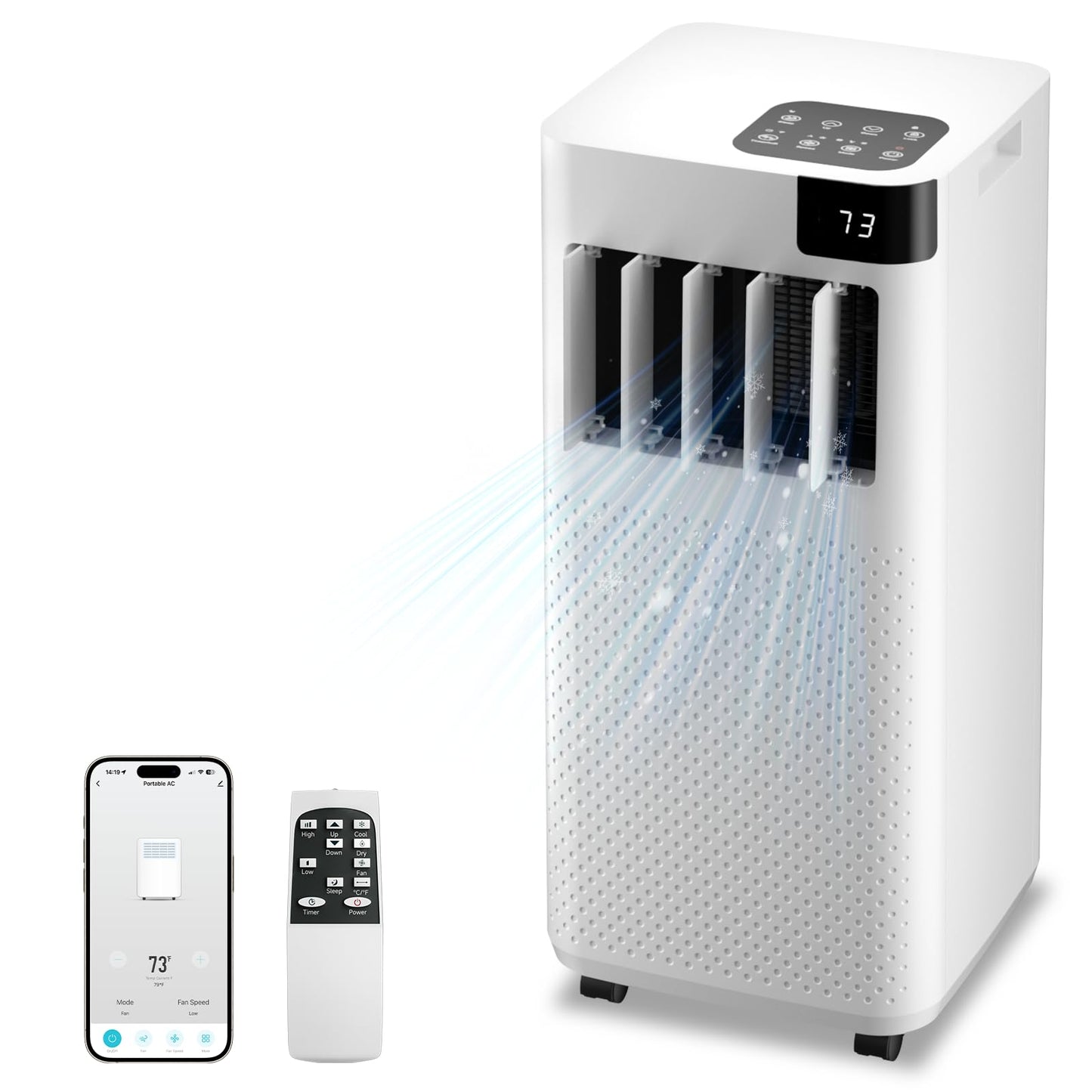 Augsmile Portable Air Conditioner 16,000 BTU with WiFi App Control, 5-in-1 AC Unit (Cool, Fan, Dehumidifier, Sleep, Timer) for Rooms up to 850 sq ft, Leak-Proof Design, Window Kit