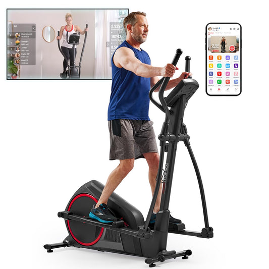 Sunny Health & Fitness Smart Heavy-Duty Elliptical Exercise Machine, 330LB Load Full Body Cardio Cross Trainer for Senior, Home Training Equipment + Arm/Leg Exerciser, Free SunnyFit App Bluetooth Link