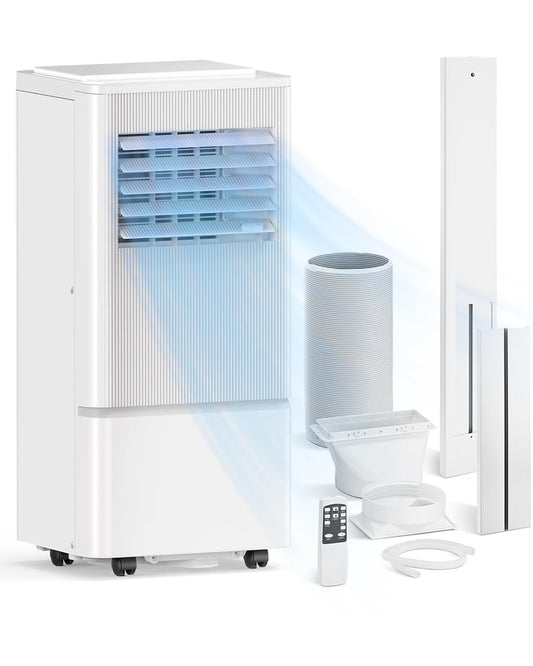 Air Choice Portable Air Conditioners, 10000 BTU Air Conditioner Portable for Room Up to 450 Sq.Ft, Remote Control, 24H Timer, Dehumidifier & Fan Modes, 3-in-1 Portable AC Unit for Bedroom, Window Kit