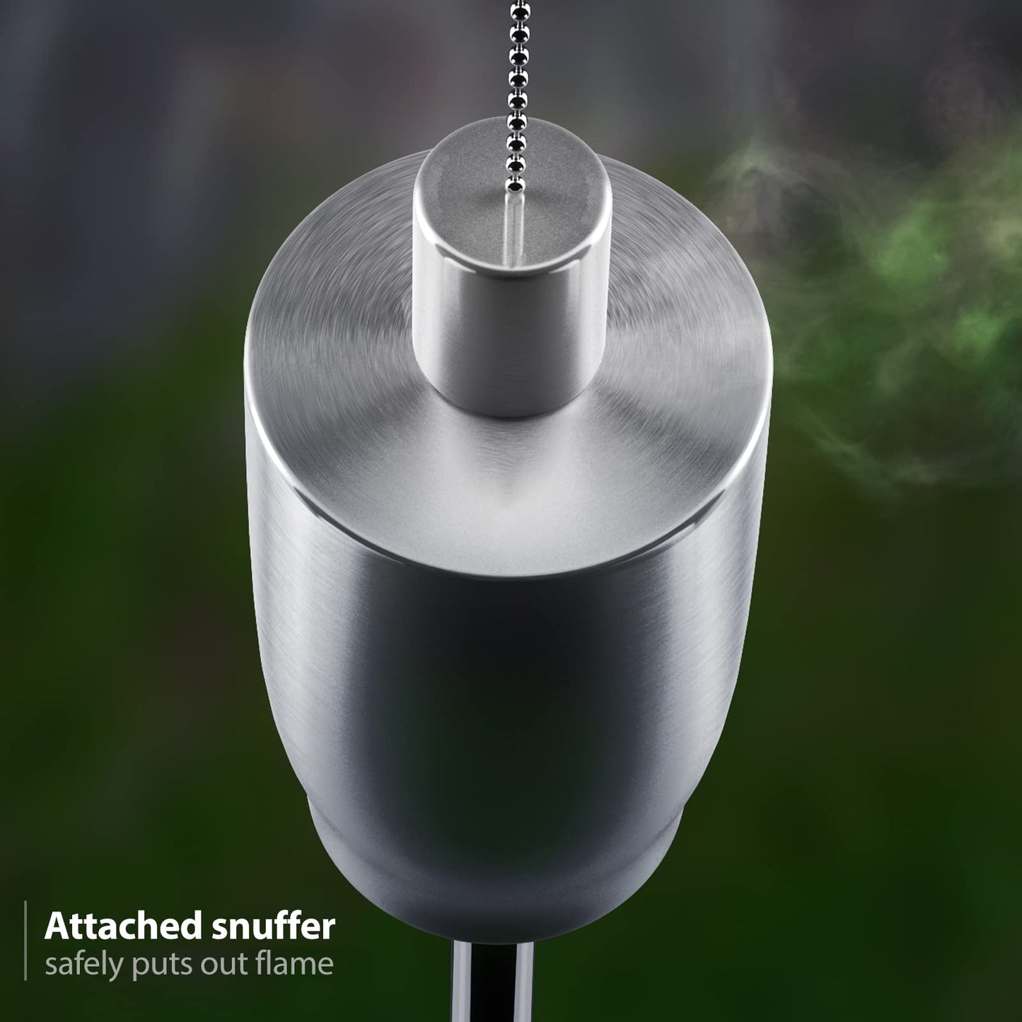 Matney Stainless Steel Outdoor Torches - 5 ft Oil Lamp Set of 4 - Fiberglass Wick & Snuffer Cap