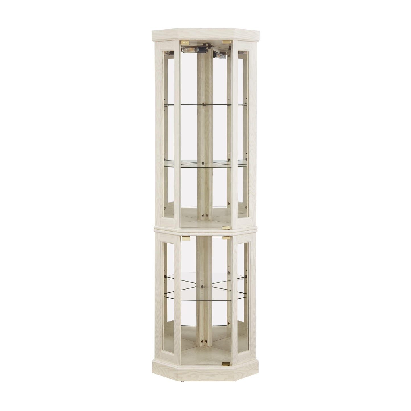 Ball & Cast 69.84" Lighted Corner Curio Cabinet with Adjustable Shelves & Glass Doors,Display Case for Antique Collectibles,Wine & Bar Storage,Space-Saving Corner Design,Easy Assembly,White