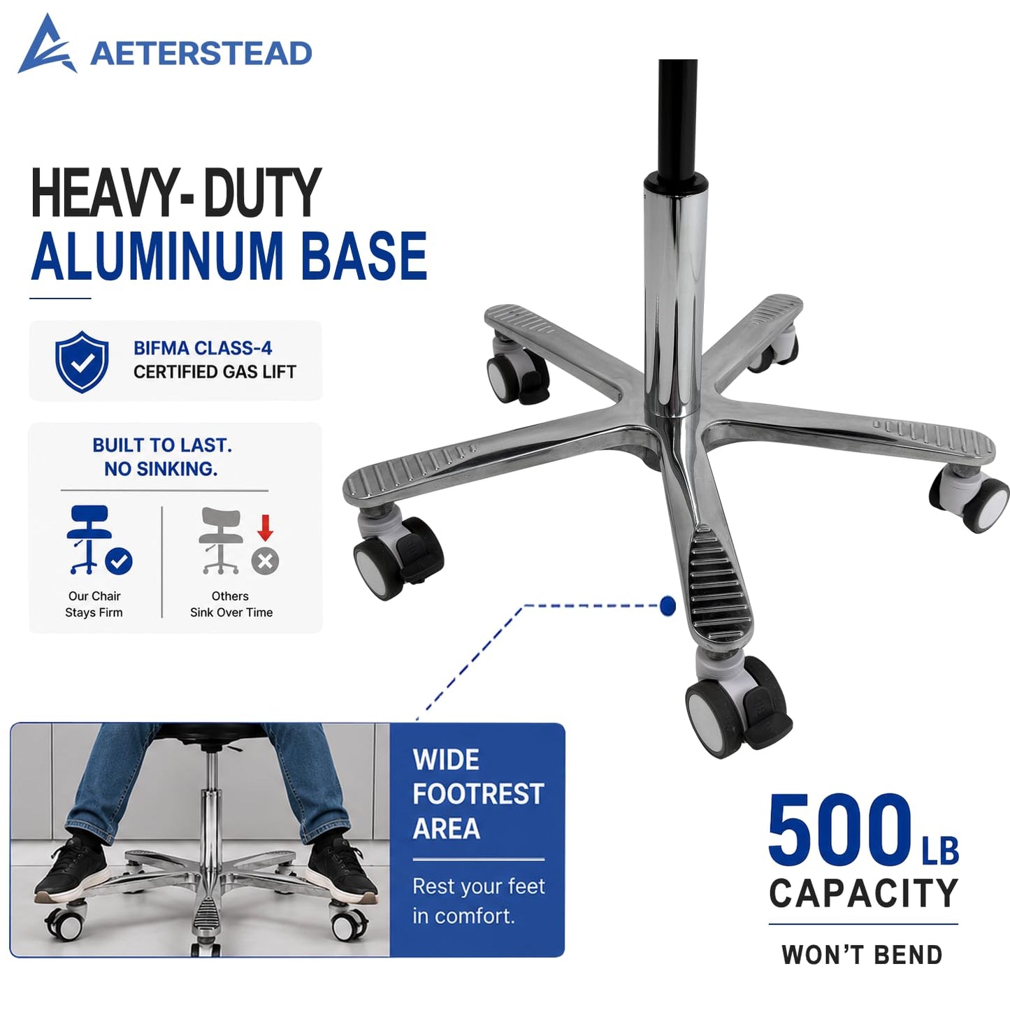 AETERSTEAD Heavy Duty Dental Assistant Stool Chair