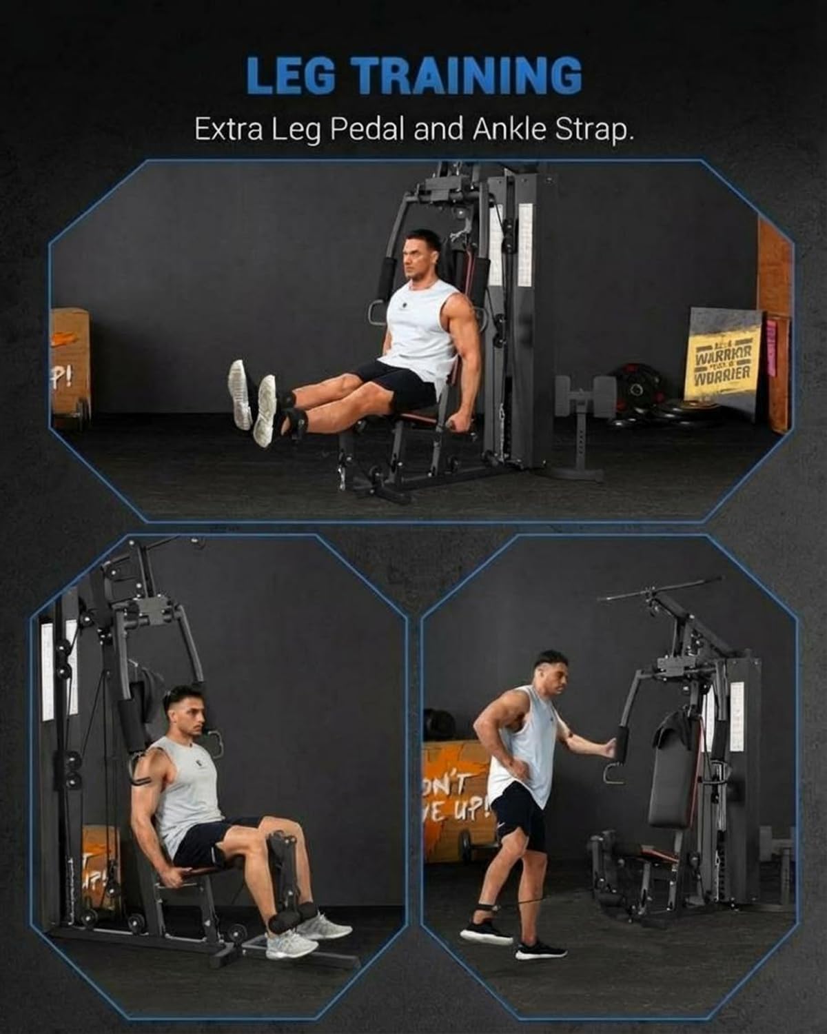 Multifunctional Home Gym Equipment - 150LB Weight Stack Workout Station for Full Body Strength Training, High/Low Pulley System with Leg Press & Butterfly Arms