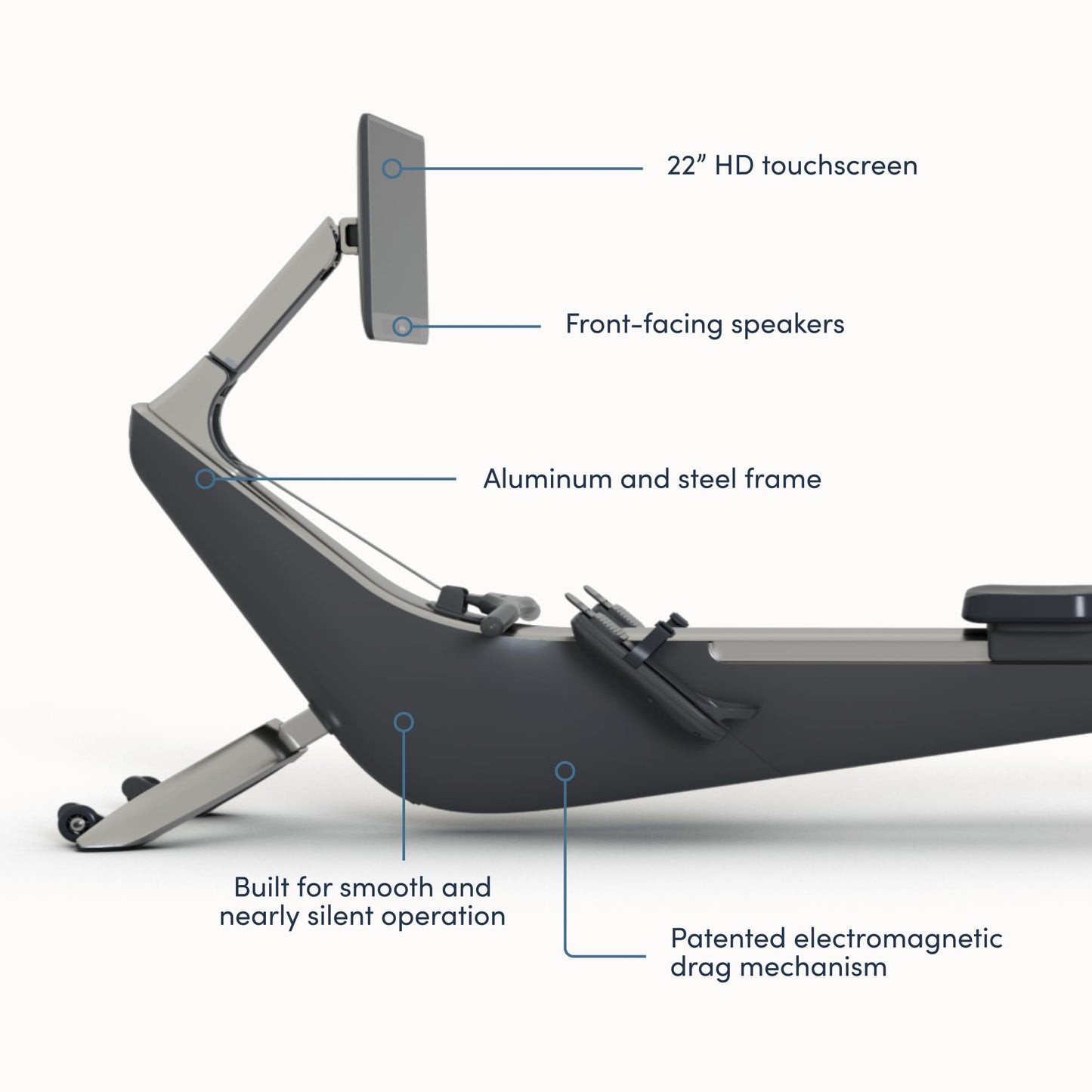Hydrow Origin Rowing Machine for Home with Immersive 22'' Rotating HD Touchscreen - Live Row Machine Home Workout, Magnetic Drag Technology, 375lb Weight Capacity Rower - 30-Day Trial & Year Warranty