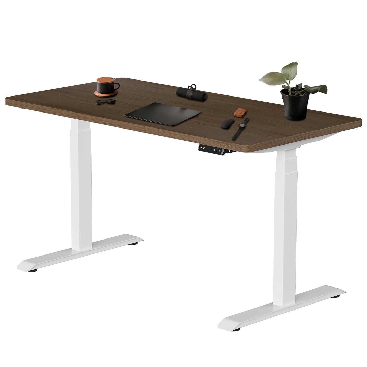 Fromann Dual Motor Electric Standing Desk Frame 3 Tier Legs Height Adjustable Handset with USB A+ C Ports Sit Stand up Desk Base for Home and Office (White)
