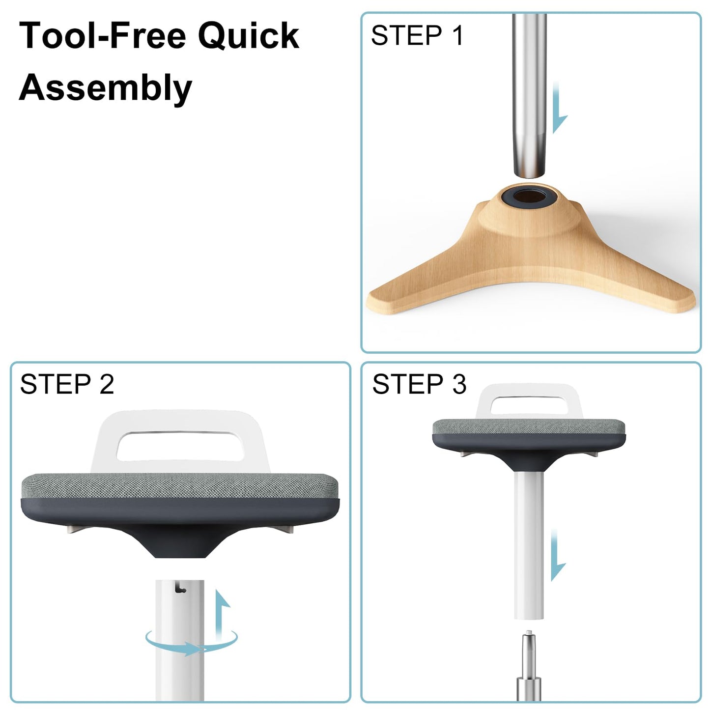 ERGO COLLECT Wobble Stool for Standing Desk, Height Adjustable 22"-31.9", Ergonomic Sit Stand Chair with Non-Slip Base & Upgraded Lift, Home Office Active Sitting Stool