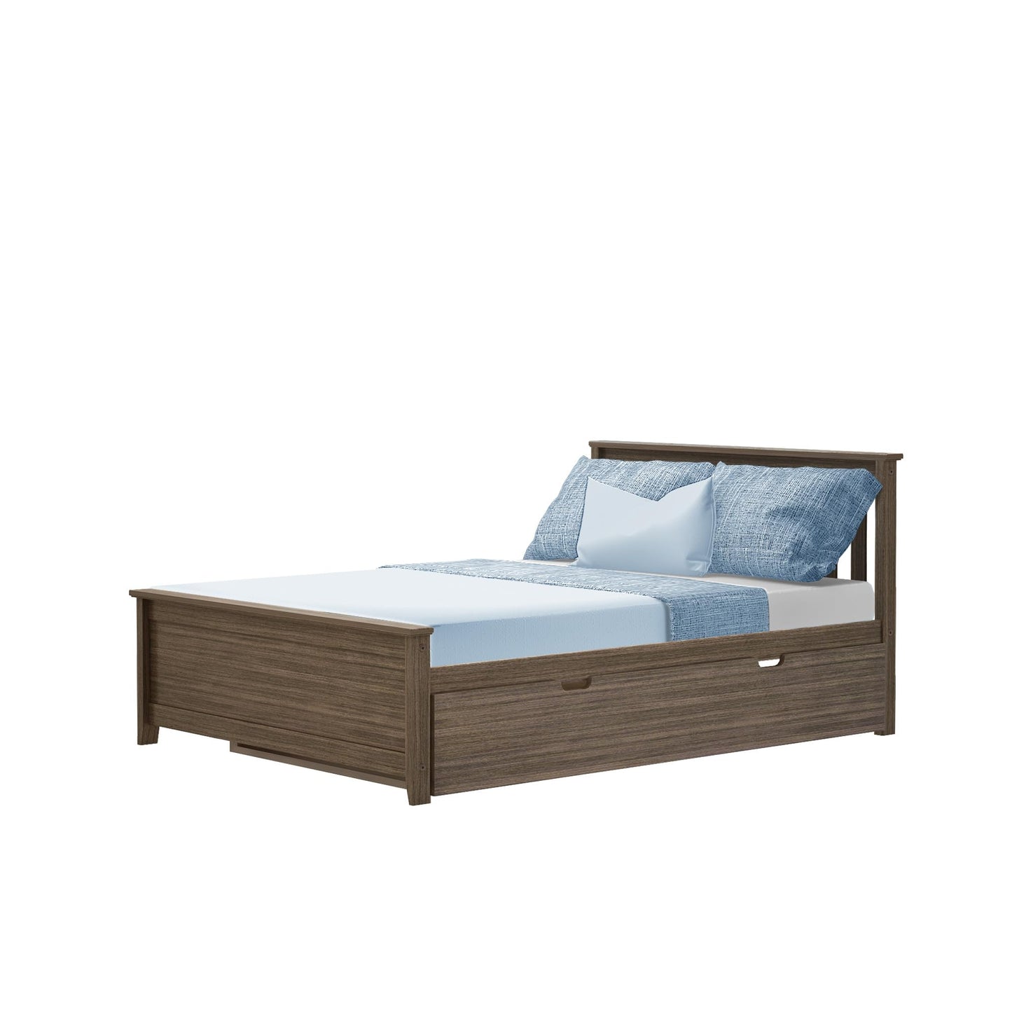 Max & Lily Full Bed, Wood Bed Frame with Headboard For Kids with Trundle, Slatted, Clay