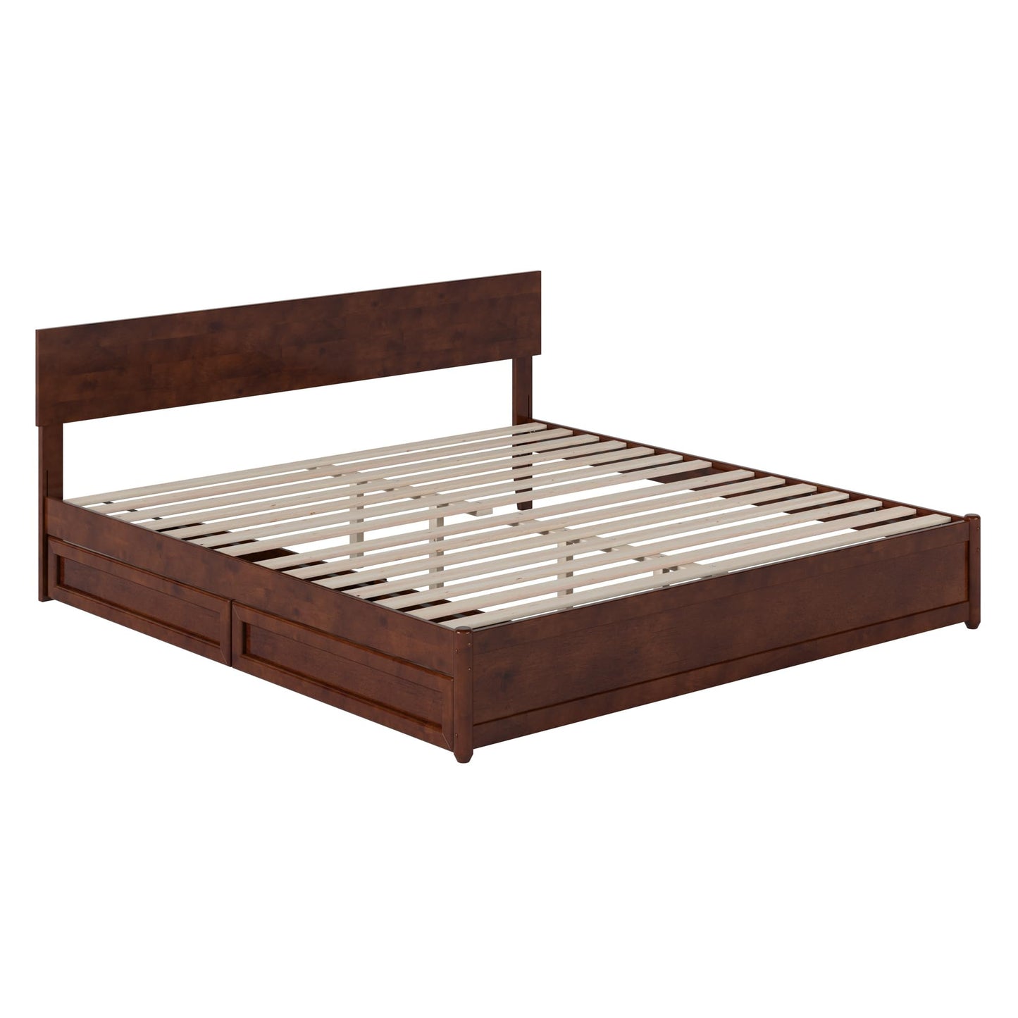AFI, Wesley King Platform Bed with Panel Footboard & Storage Drawers, Walnut