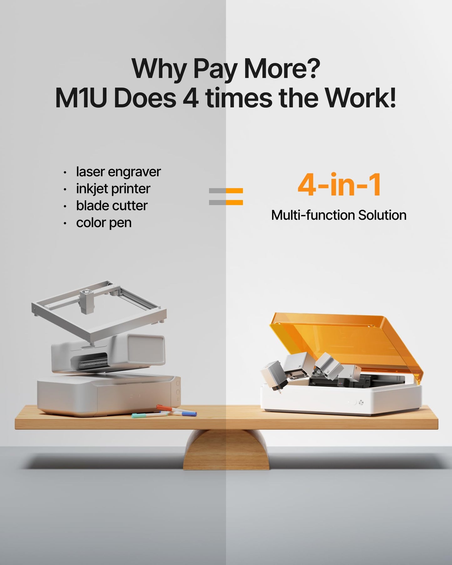 xTool M1 Ultra Laser Cutter and Engraver Machine, 4-in-1 Craft Machine with 10W Laser Engraver, Inkjet Printing, Blade Cutting, Pen Drawing, Easy to Use on 1000+ Materials - Advanced Bundle