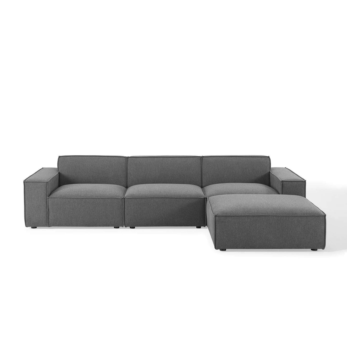 Modway Restore 4-Piece Upholstered Sectional Sofa in Charcoal