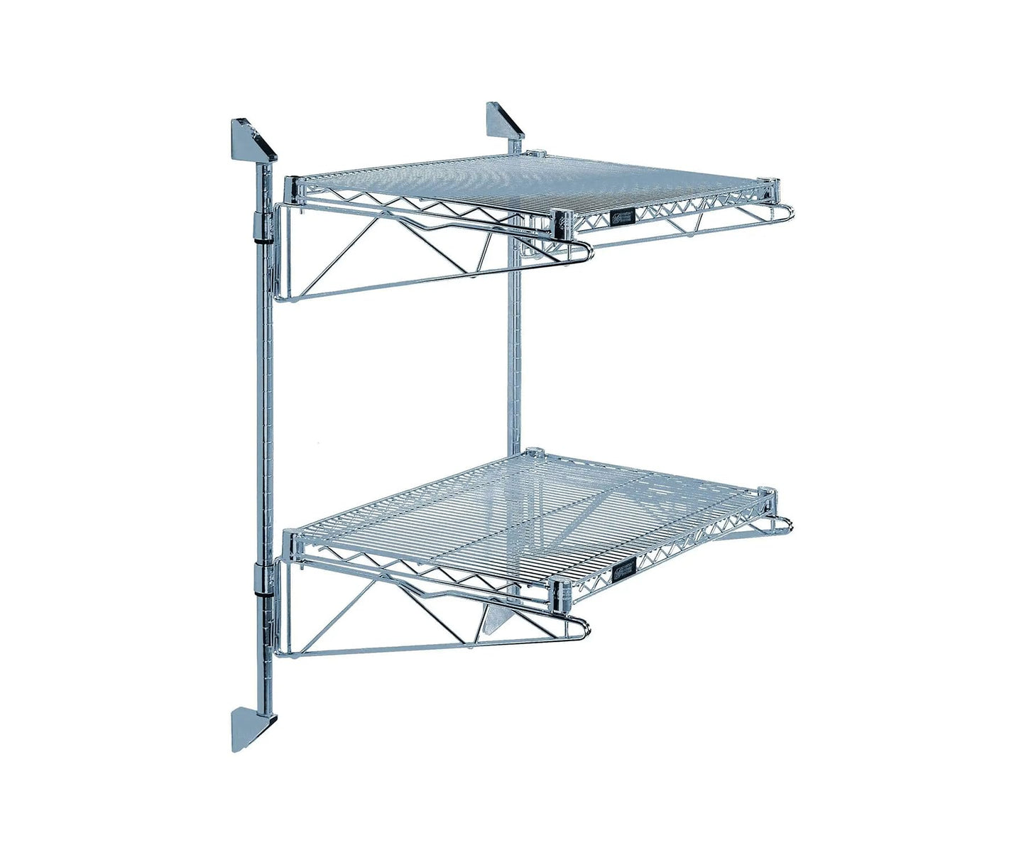 Quantum WC34-CB1224GY Epoxy Coated Cantilever Double Shelf Wall Mount with (2) Shelves (2) 34" Posts (4) Arms and (4) Mounting Brackets for Warehouse Storage | 24"W x 12"D x 34"H, Gray, Carbon Steel