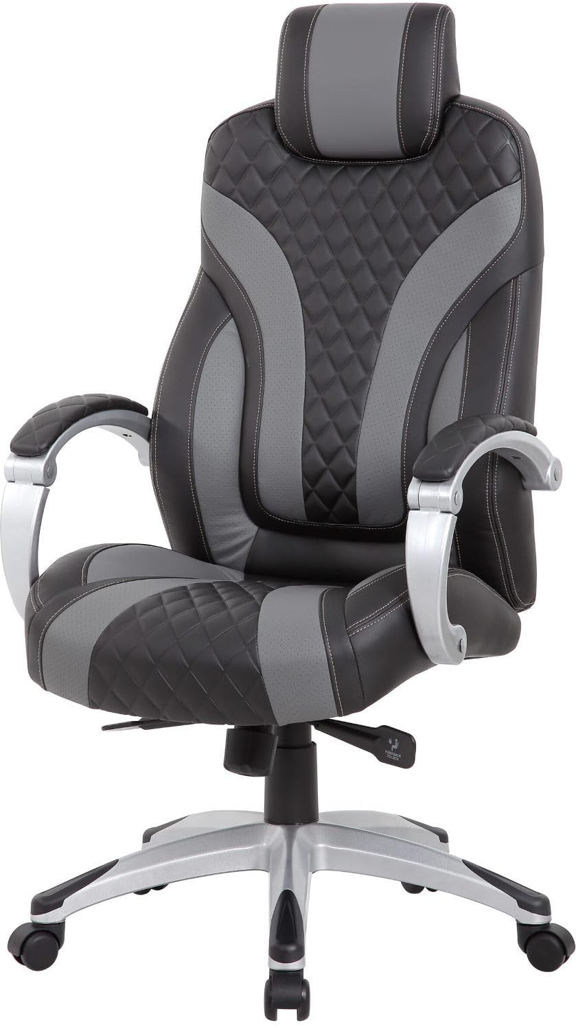Boss Office Products Executive Hinged Arm Chair in Black/Grey