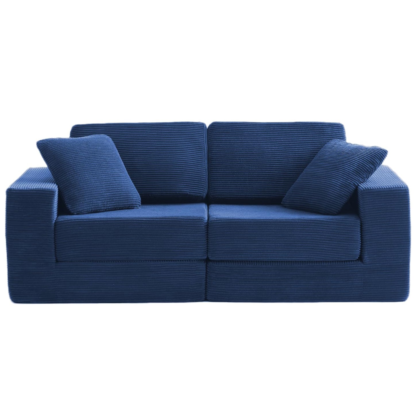 FILUXE Modular Sectional Sofa, Modern Modular Sofa Couch with Deep Seat，Comfy Cloud Couch, Sectional Couches for Living Room, Bedroom and Apartment，2-Seater，Navy Blue