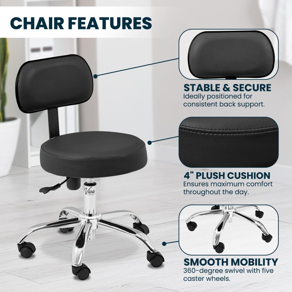 Viva Comfort Grande Medical Exam Table and Exam Stool Saddle Chair with Back Support