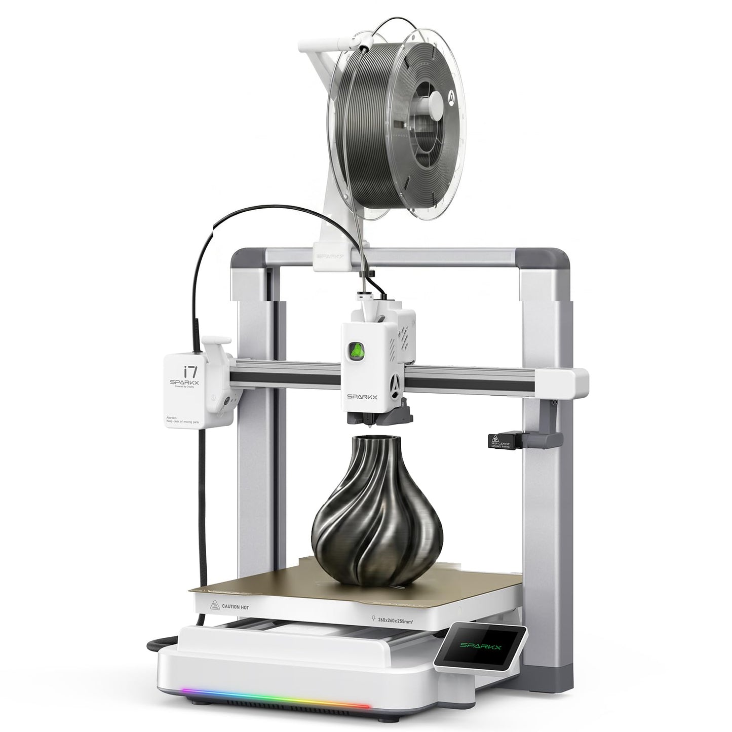Creality SPARKX i7 3D Printer, Multi Color Need CFS AI Photo 3D Printing 500mm/s High Speed 95% Pre-Assemble RGB Light Smart AI Camera Auto-Leveling Essential Parts Low Noise 10.24×10.24×10 inch