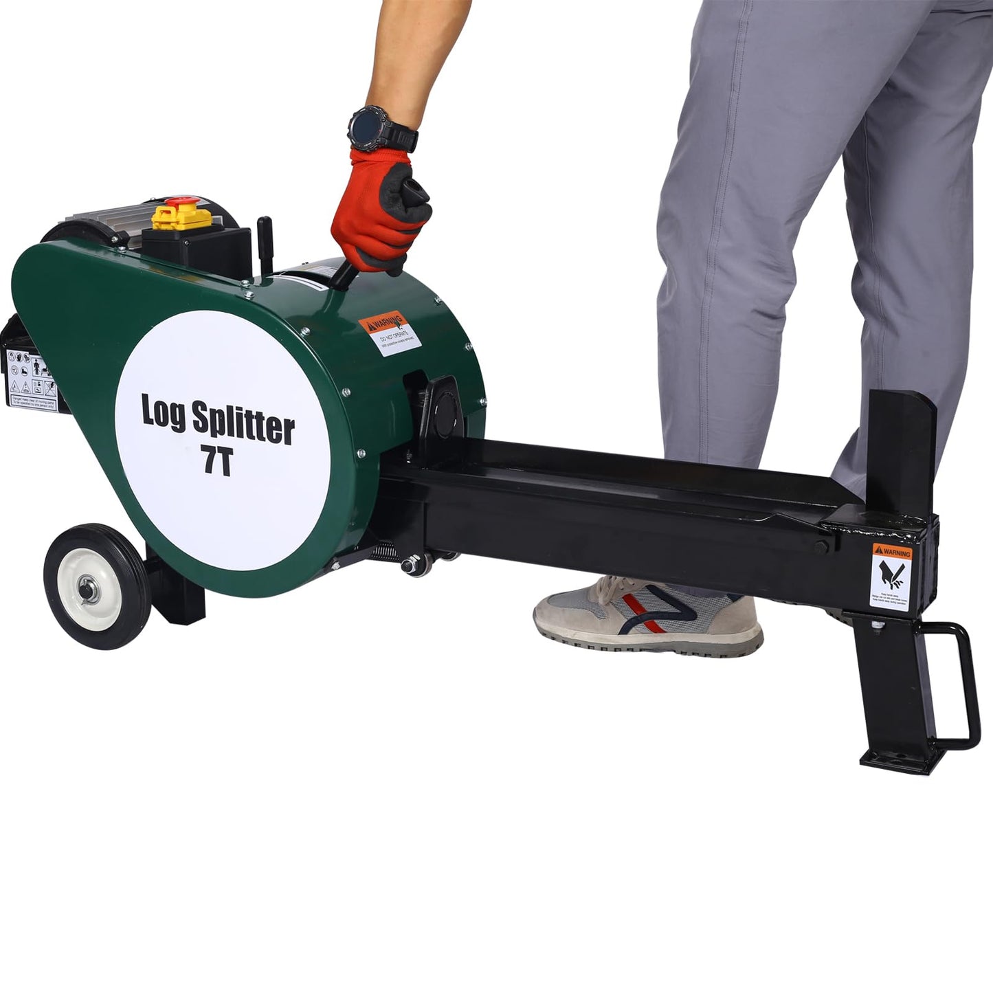 7 Ton Electric Log Splitter, Double Flywheel Log Splitter, 110V 60HZ 2HP 16A, Electric Wood Splitter With Mobile Wheels