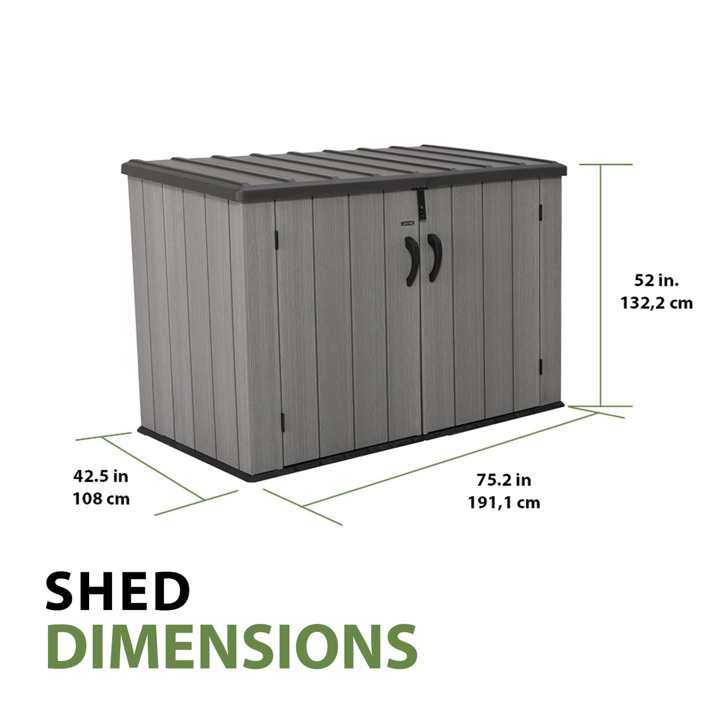 Lifetime Horizontal Outdoor Storage Shed, 75 Cu. Ft. Capacity