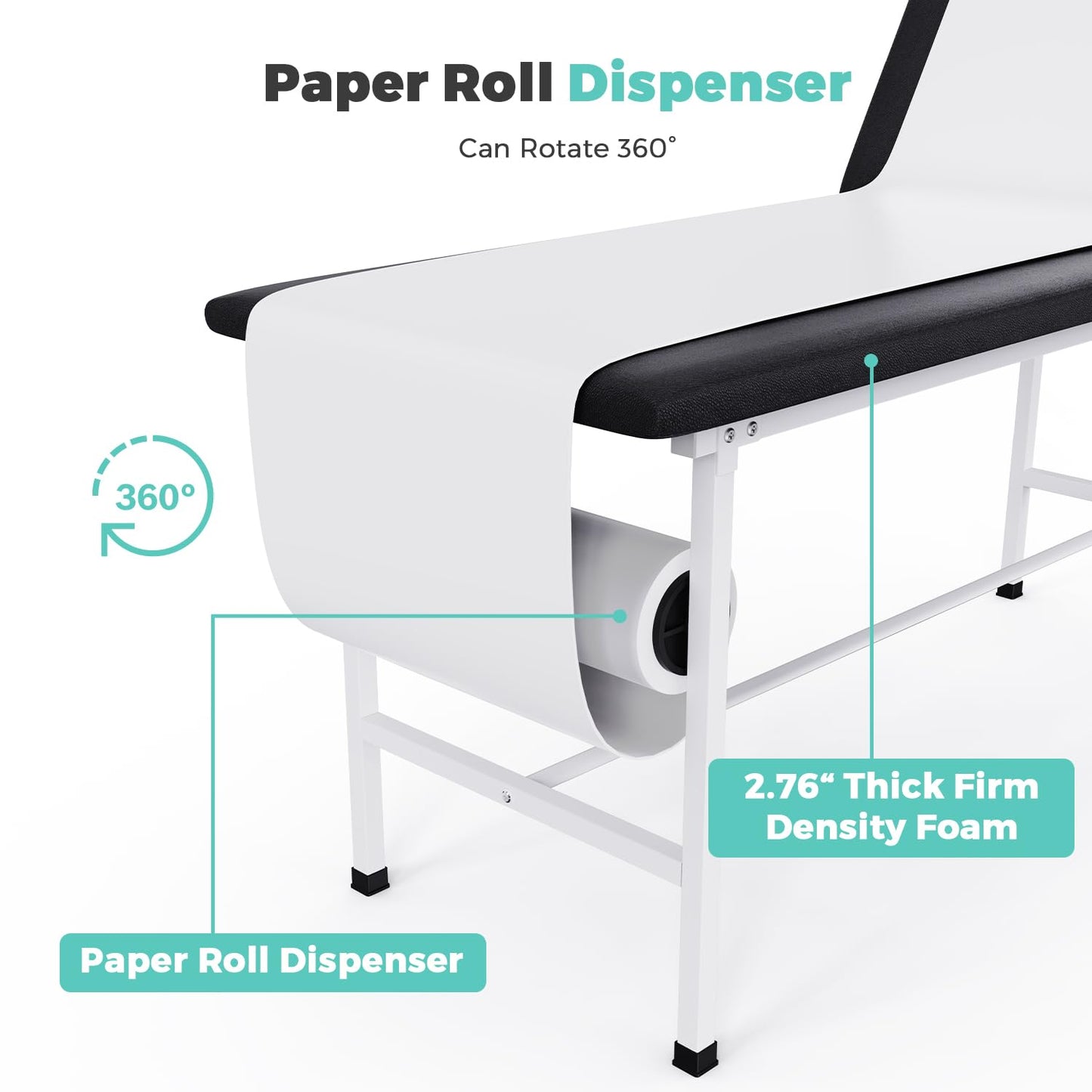 OLERN 27.6" Width Adjustable Backrest Medical Exam Table, Stable Doctor Bed