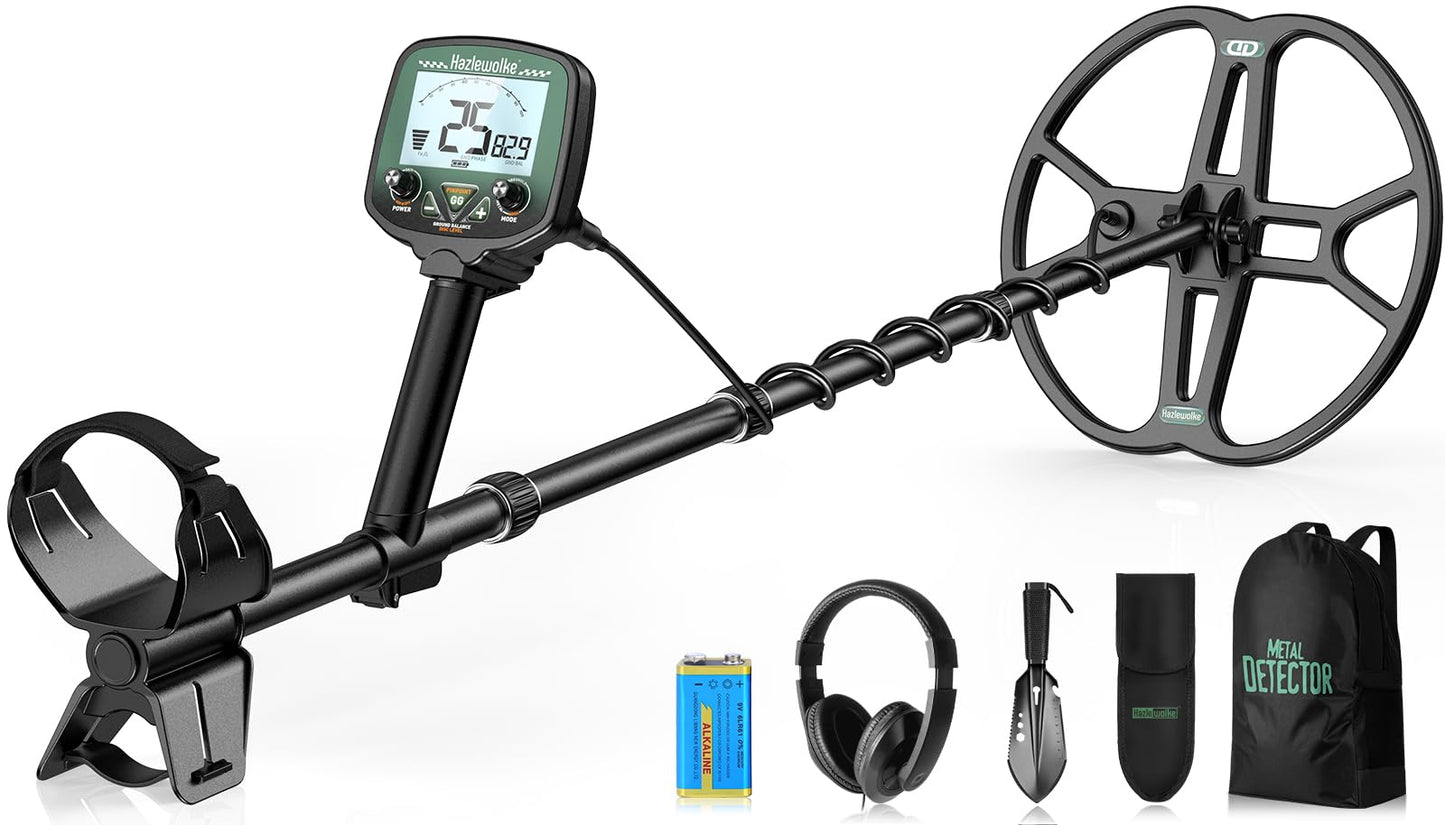 Hazlewolke TX-850 PRO Metal Detector for Adults Professional – High Frequency 19.23kHz Gold Detector with Manual & Auto Ground Balance, 13" Waterproof Double-D Coil, LCD Display, Pinpoint Mode